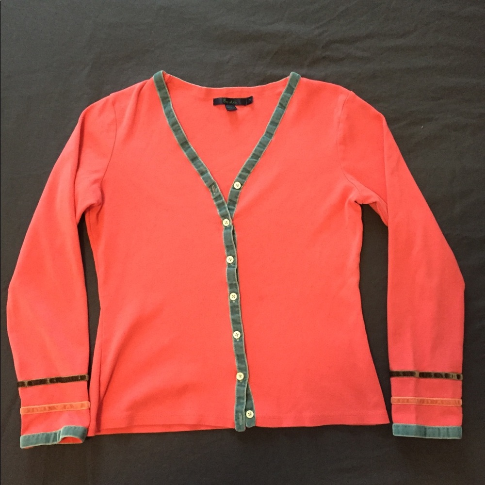 Boden cardigan with velvet trim